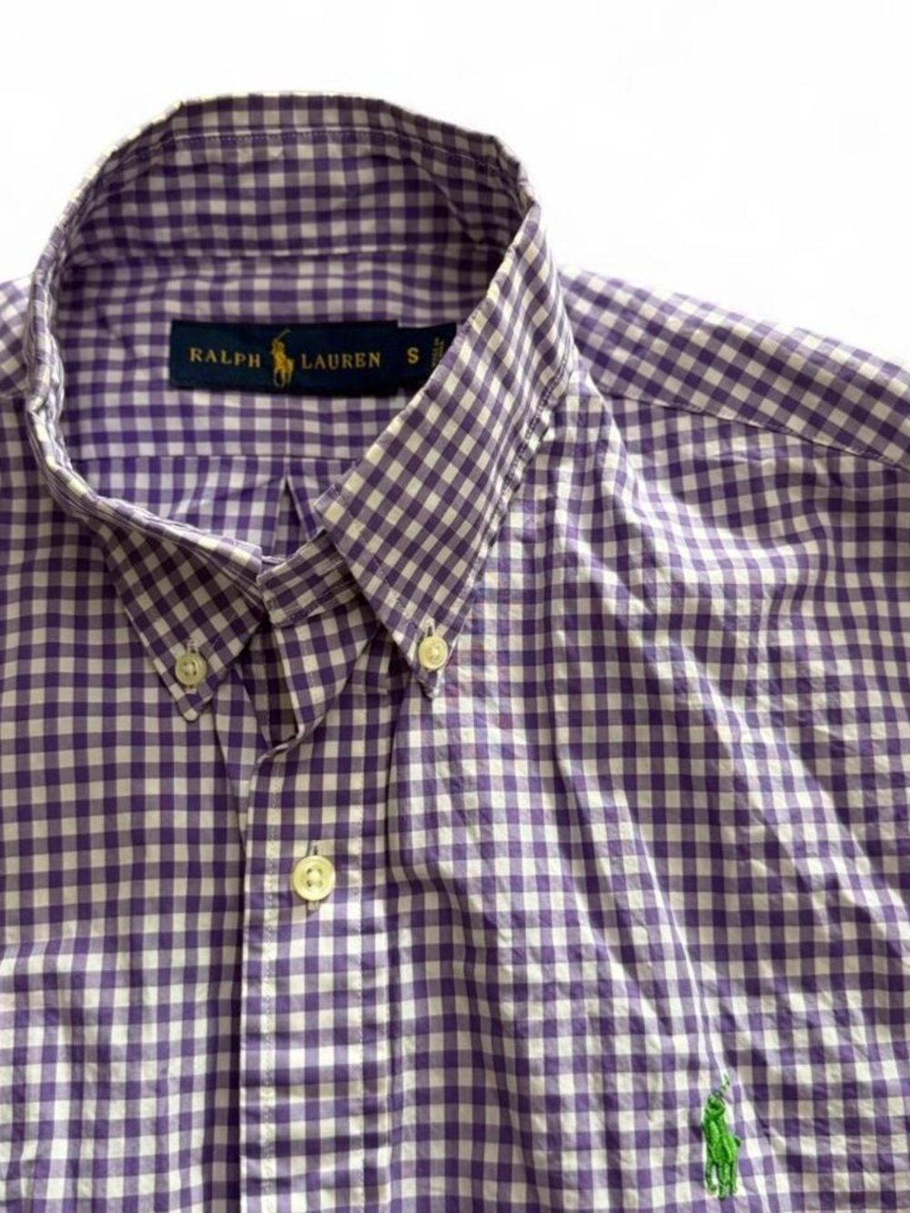 Men's Ralph Lauren Purple & White Gingham Check Button-Down Shirt Size S